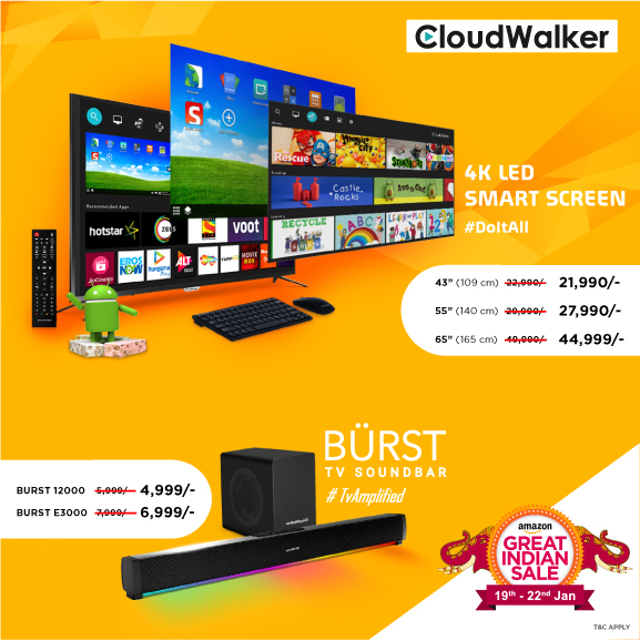 CloudWalker offers deep discounts on its 4K LED TV and BURST soundbar