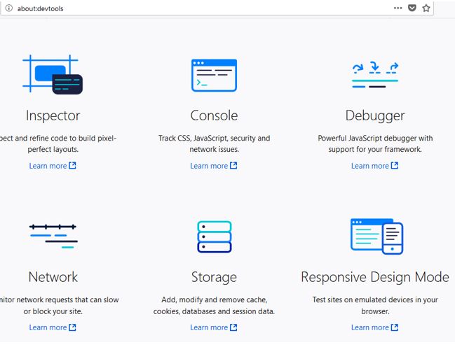 about command for Firefox Developer Tools