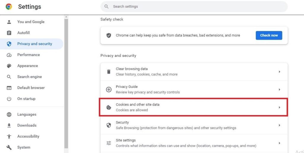 Cookies and other site data settings min