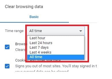 Cookies and other site data. min