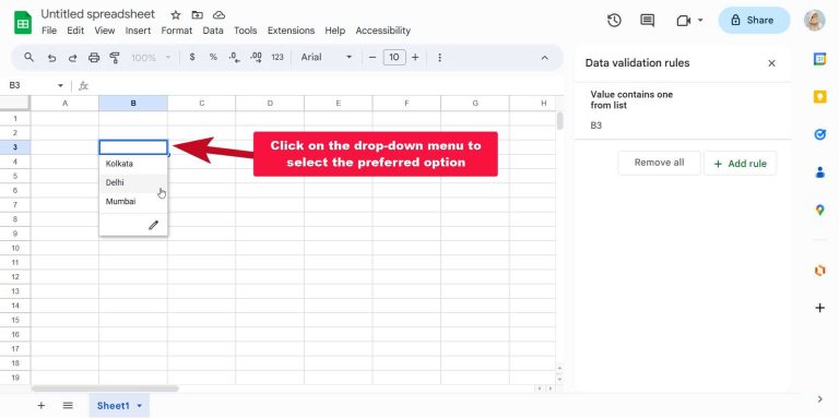 Drop down menu in Google Sheets 50