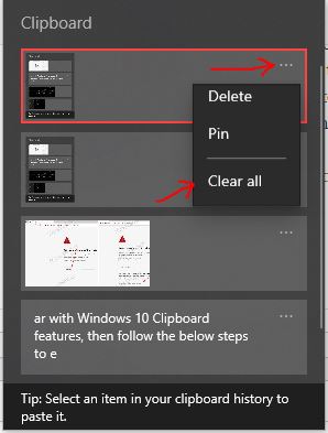 Empty Windows 10 CLipboard history