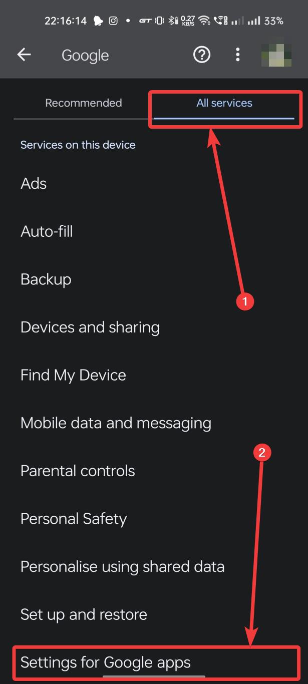 Settings for Google Apps