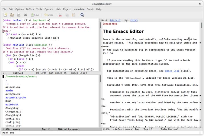 GNU EMACS open source text editor