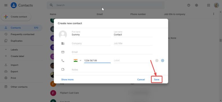 Google Contacts on PC see and add 40