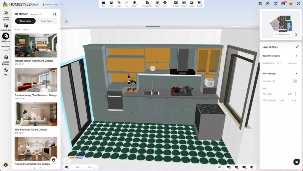 Homestyler free Kitchen designing software