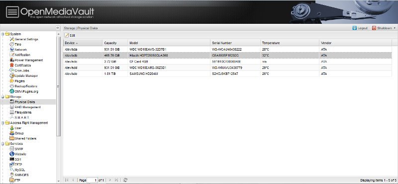 OpenMediaVault (OMV) NAS storage