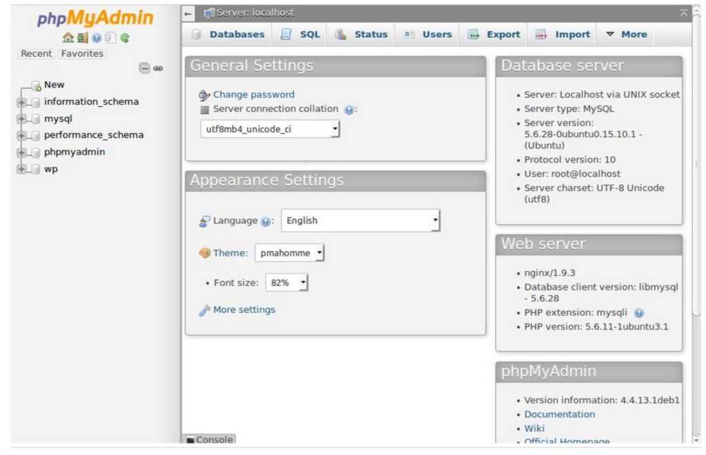 phpmyadmin-dashboard