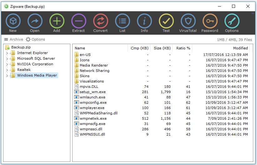 ZIPware - a free zip file opener on windows 10