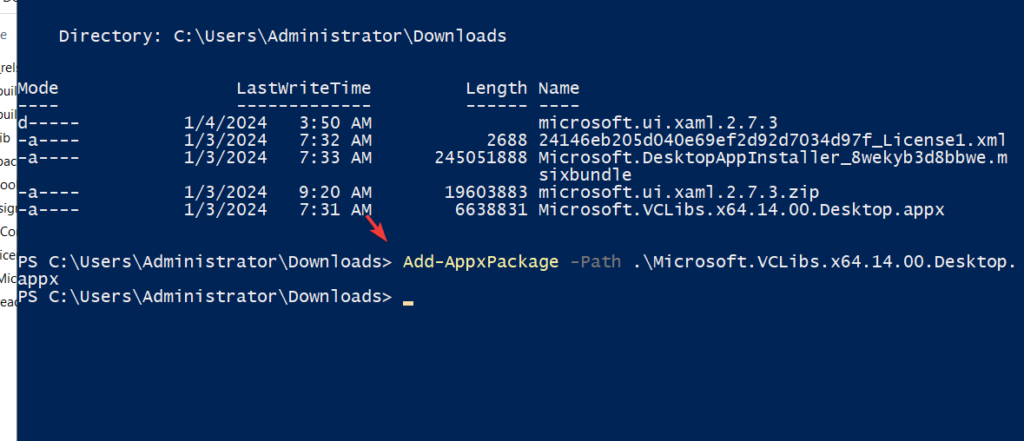 Add Microsoft VCLibs package