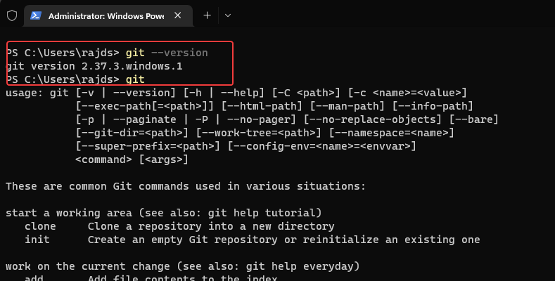 Check Git version on Windows