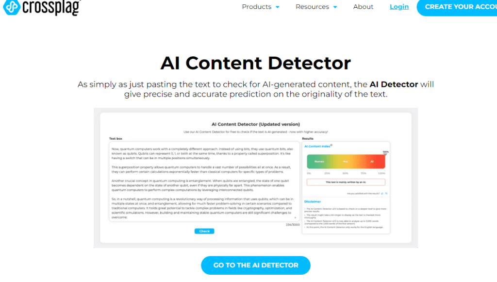 Crossplag AI Content Detector