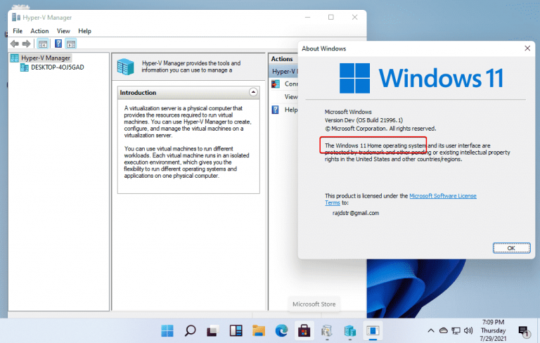 Download and install Hyper v manager on Windows 11 home edition