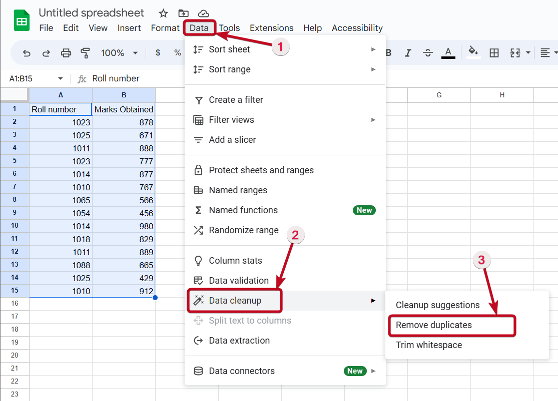 Remove Duplicates on Google Sheets  