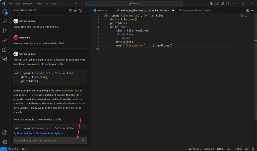 Enable GitHub copilot in VS Code