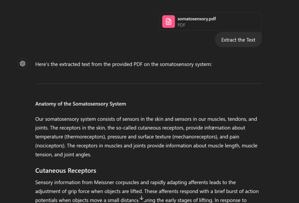 Extract PDF text using ChatGPT