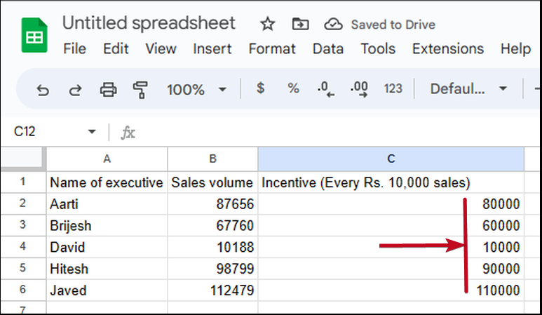 Apply FLOOR formula in google docs or Excel