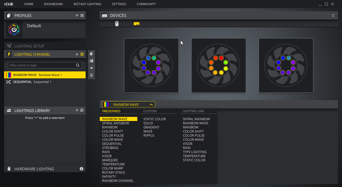 iCUE Corsair Software to control RGB