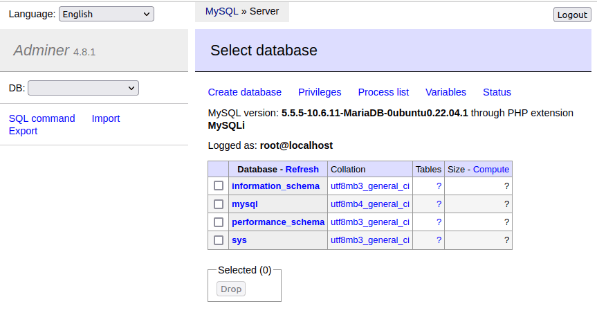 Install Adminer on Windows 10 or 11 WSL