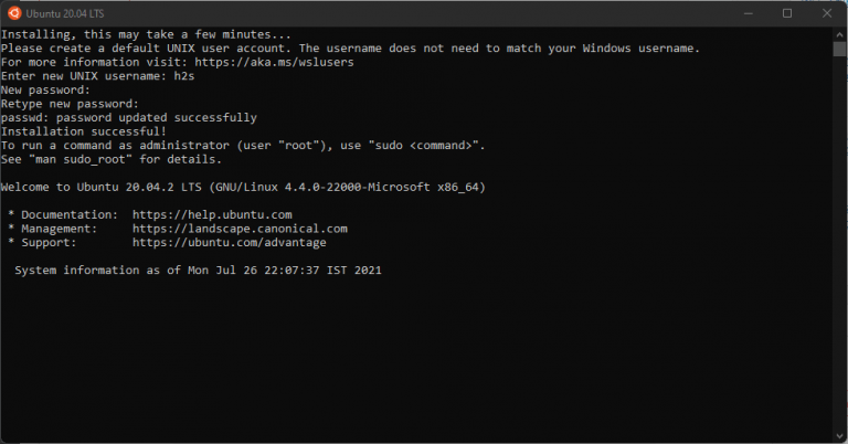 Installing Ubuntu 20.04 LTS WSL app on Windows 11 subsystem for linux