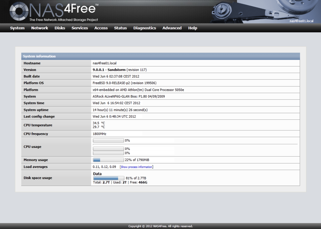 Nas4free free and opensource NAS project