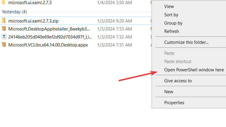 Open PowerShell inside the folder