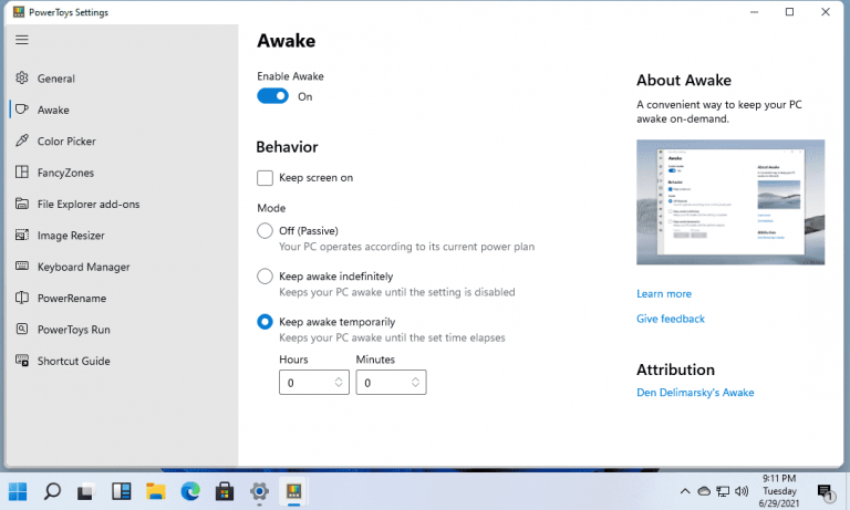 Powertoys Awake Windows 11