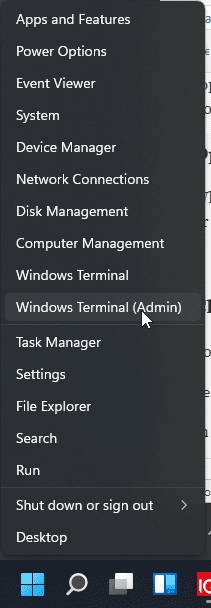 Run Windows terminal Admin