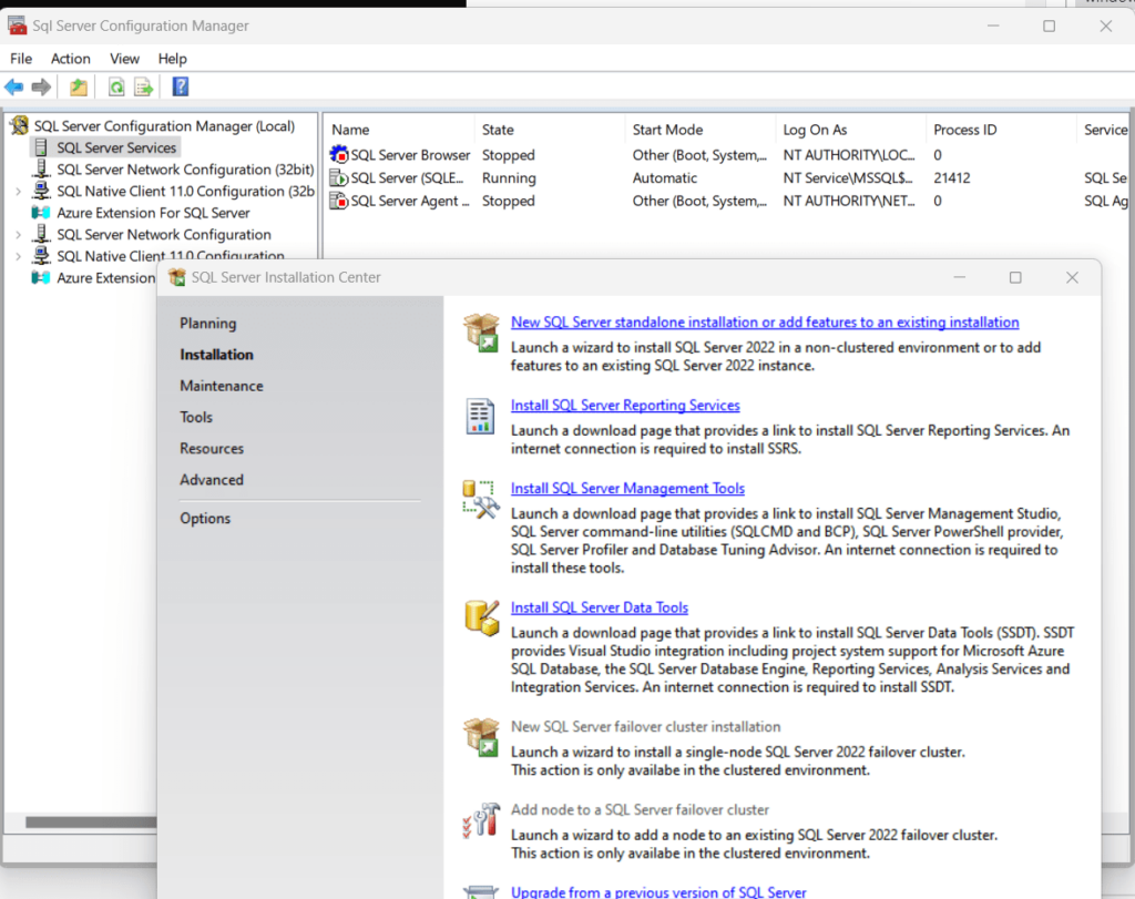 SQL Server configuration manager