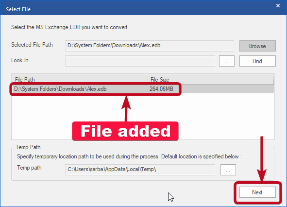 The file is added successfully to Stellar Converter