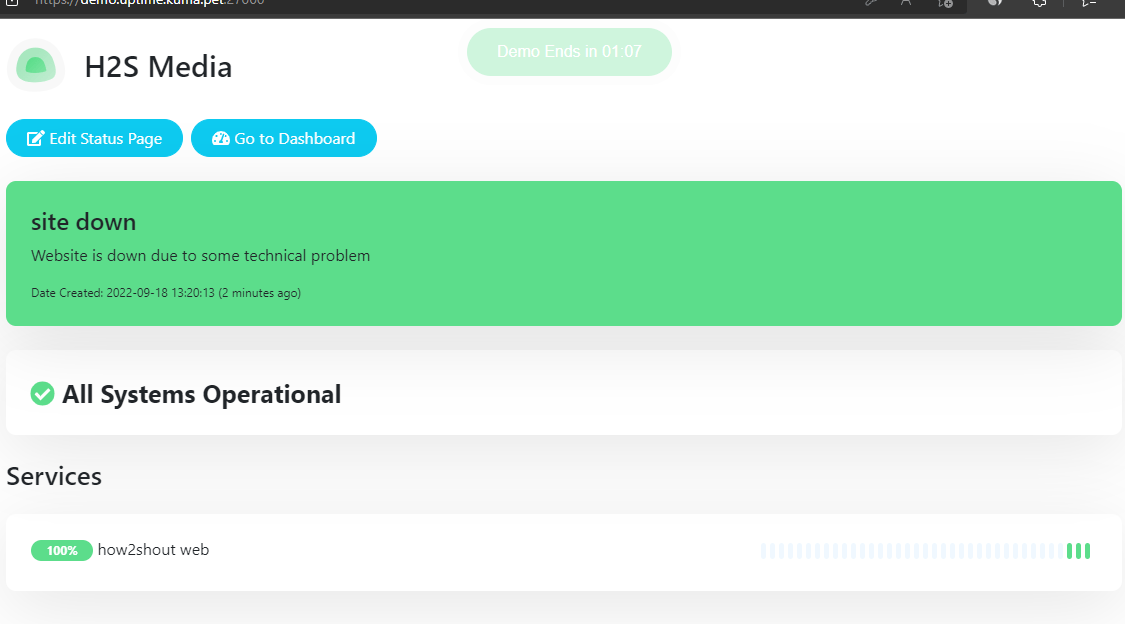 Uptime Kuma Open Source Status Page system