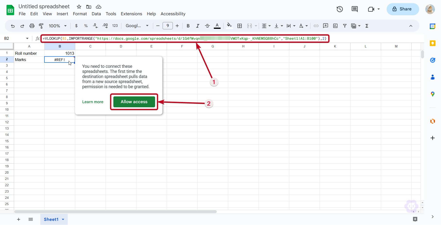 how to use IMPORTRANGE function