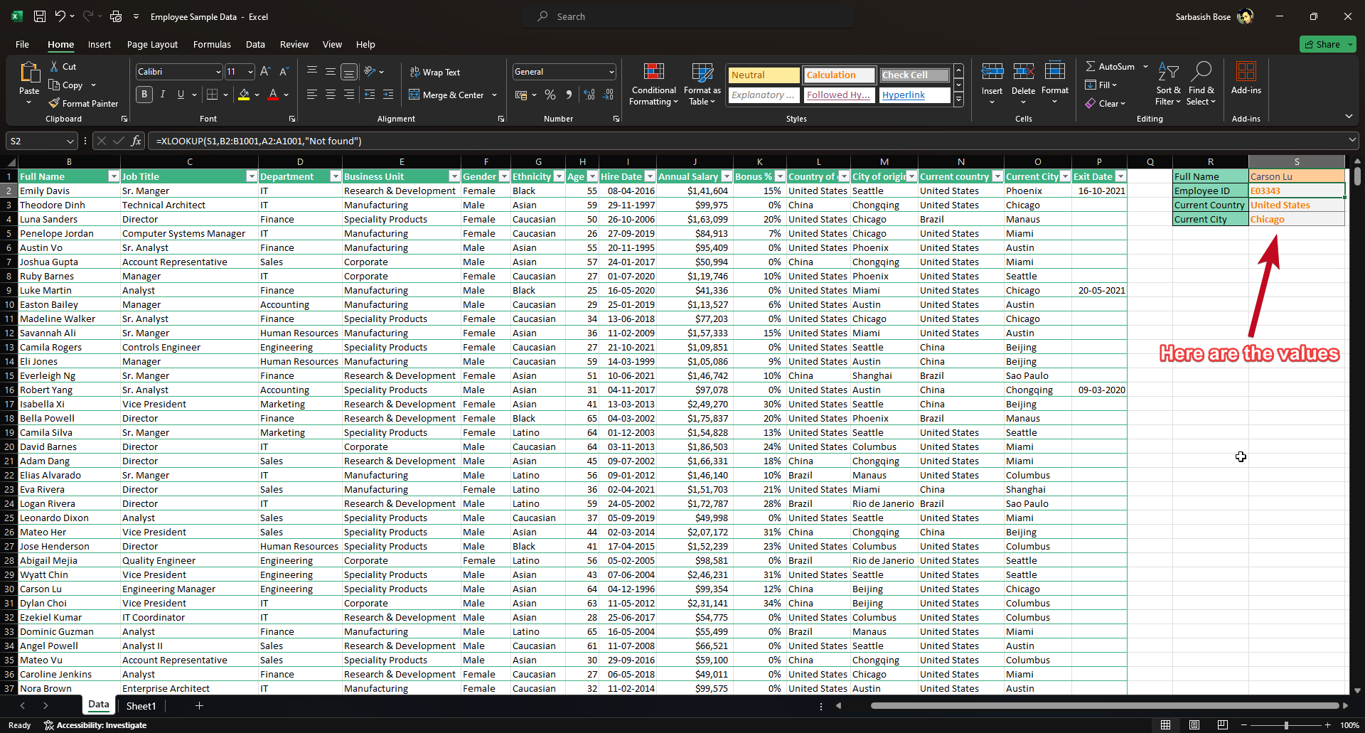 XLOOKUP arguments