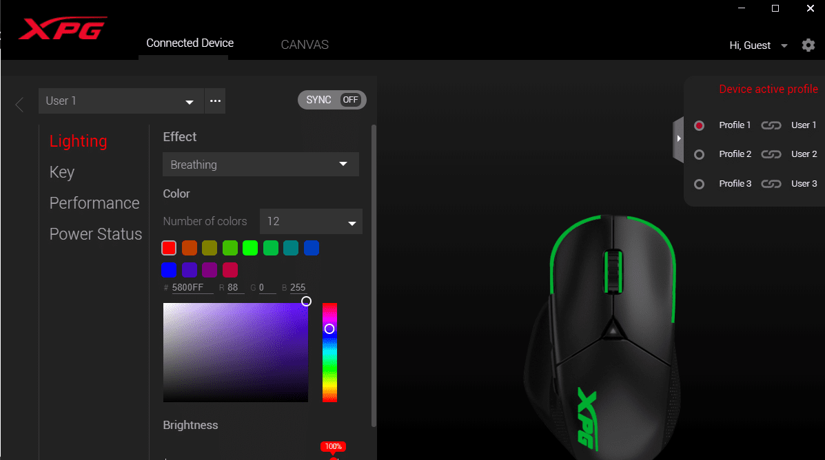 XPG Alpha RGB mouse Light customization